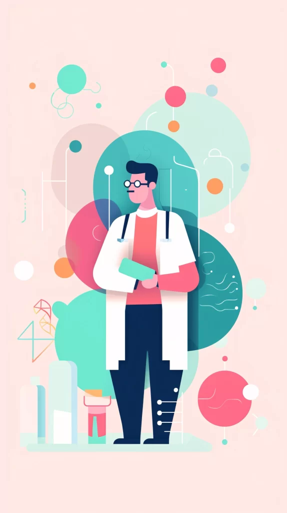 Doctor White Coat Abstract Shapes Pastel Colors