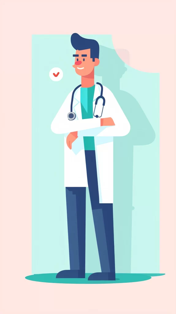 Doctor White Coat Blue Stethoscope Flat Illustration
