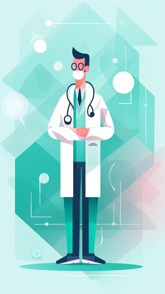 Doctor White Green Stethoscope Flat neutral Illustration