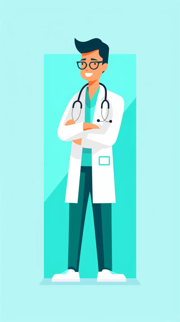 Doctor White Green Stethoscope Flat neutral Illustration