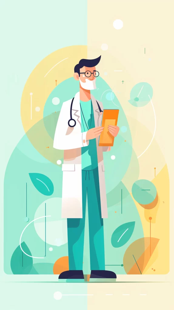 Doctor White Green Stethoscope Flat Illustration Modern