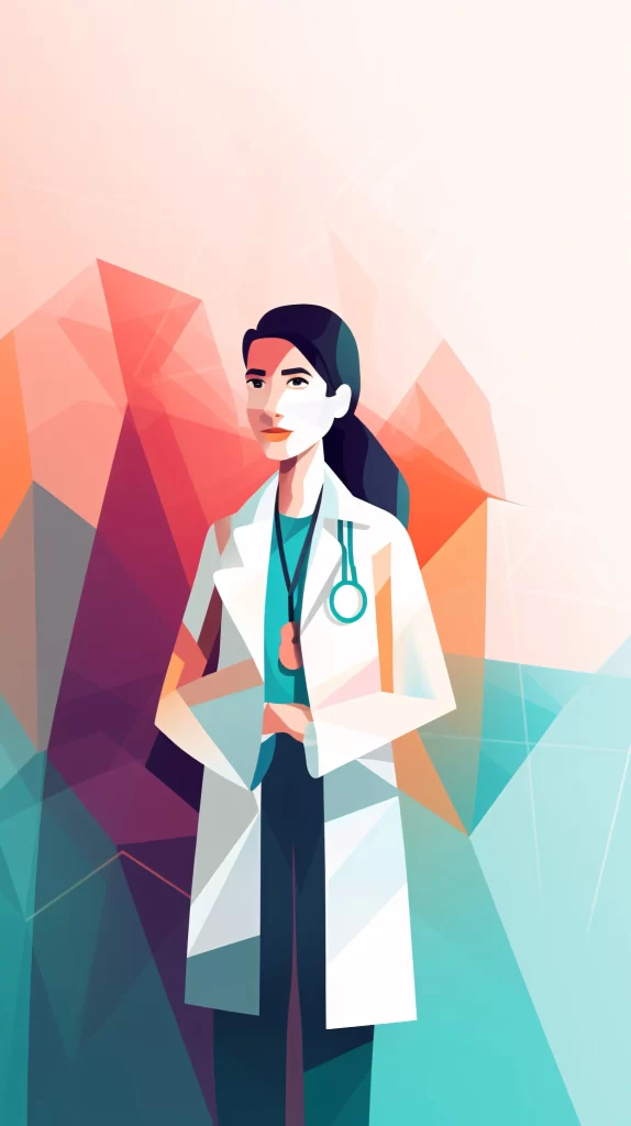 Doctor White Lab Coat Stethoscope Polygonal Modern