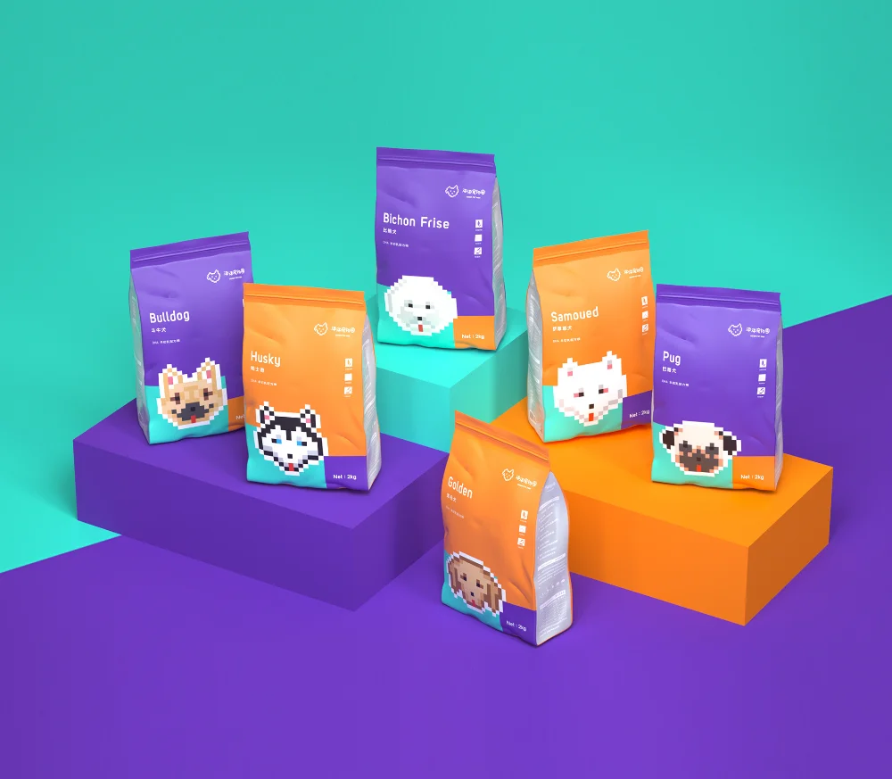 Dog Food Bichon Frise Purple Pixel Art