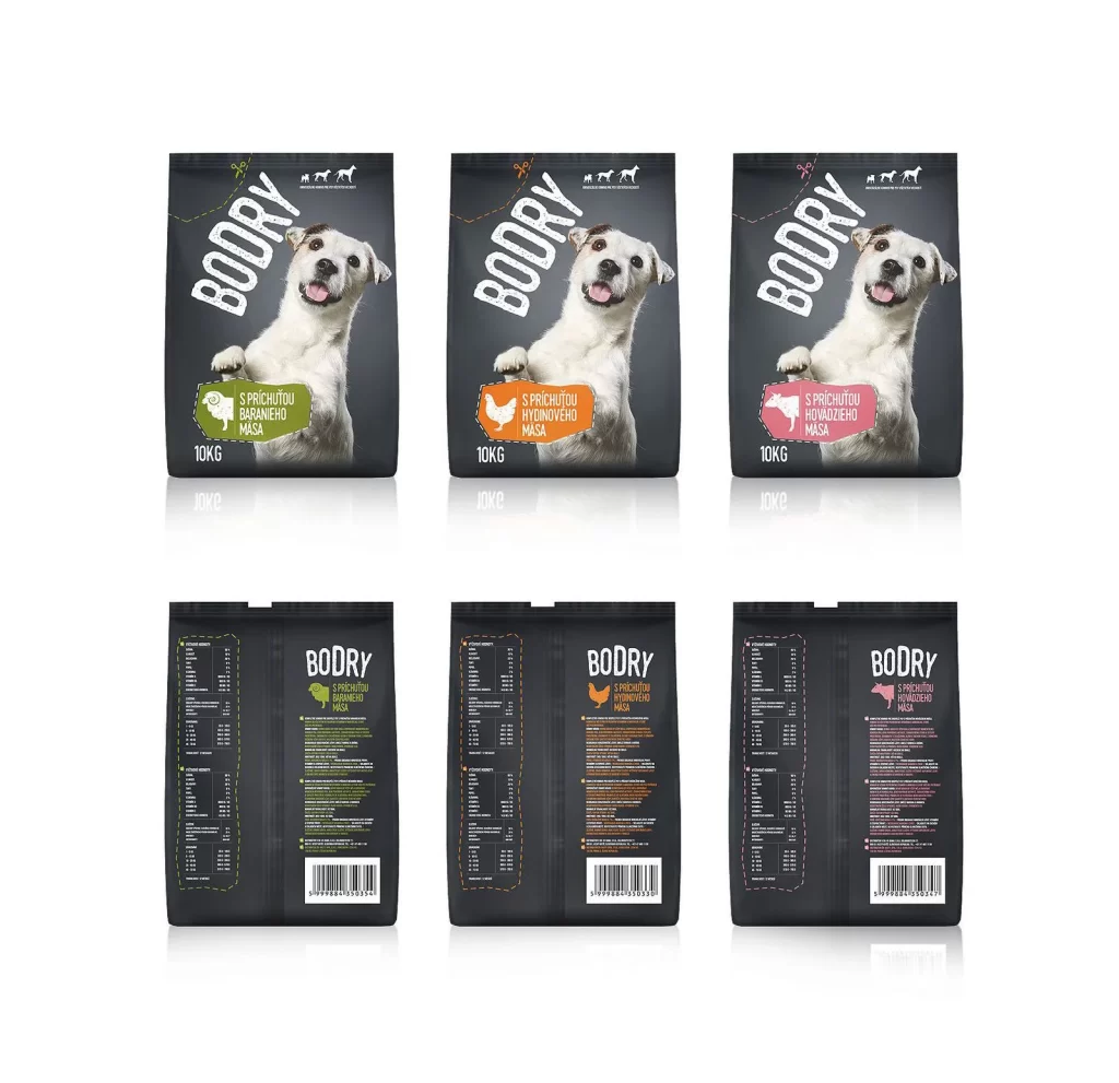 Dog food Booryy Lamb Chicken Pork Black White Green Orange Pink