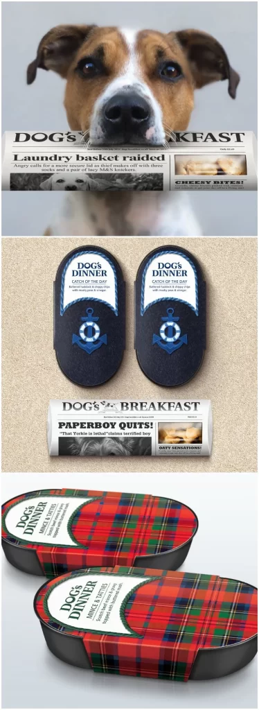 Dog Food Newspaper Design Blue Red Plaid