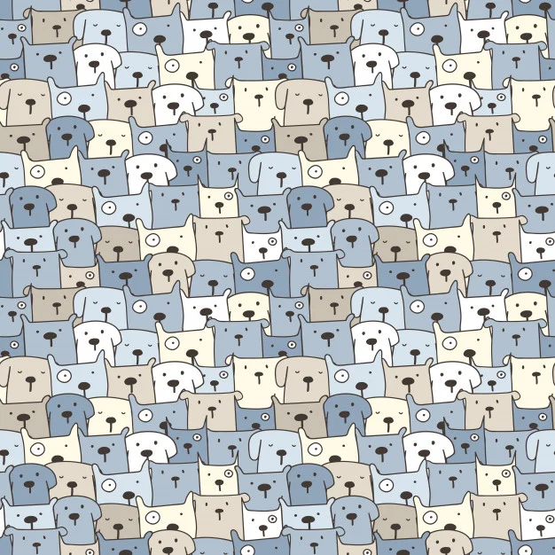 Dog food Patterned Illustration Blue Beige