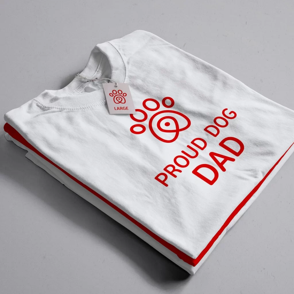 Dog Food Proud Dog Dad White Red Paw Print