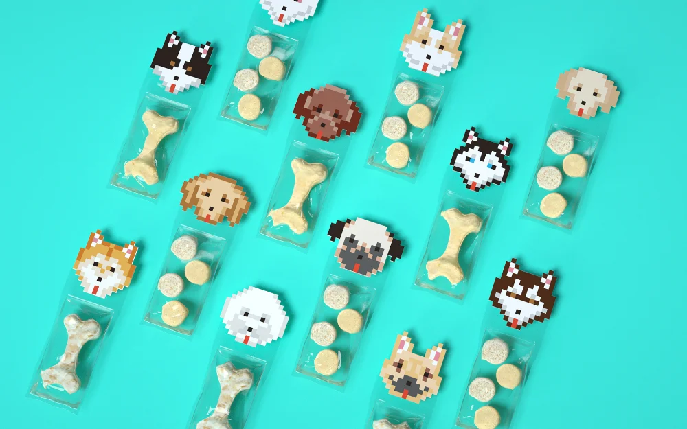 Dog Food Treats Pixel Art Yellow Blue