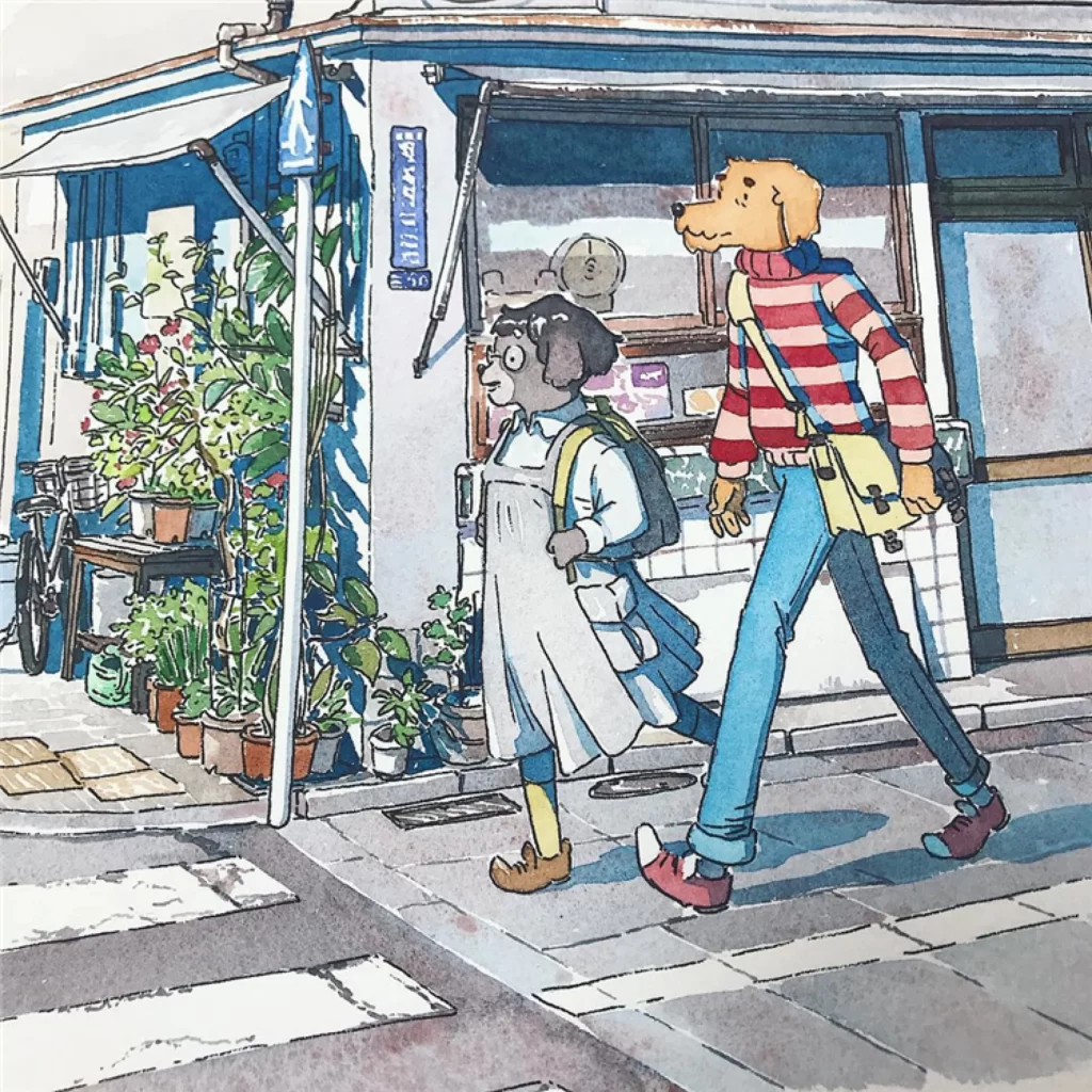 Dog Girl Street Plants Shop Mateusz Urbanowicz