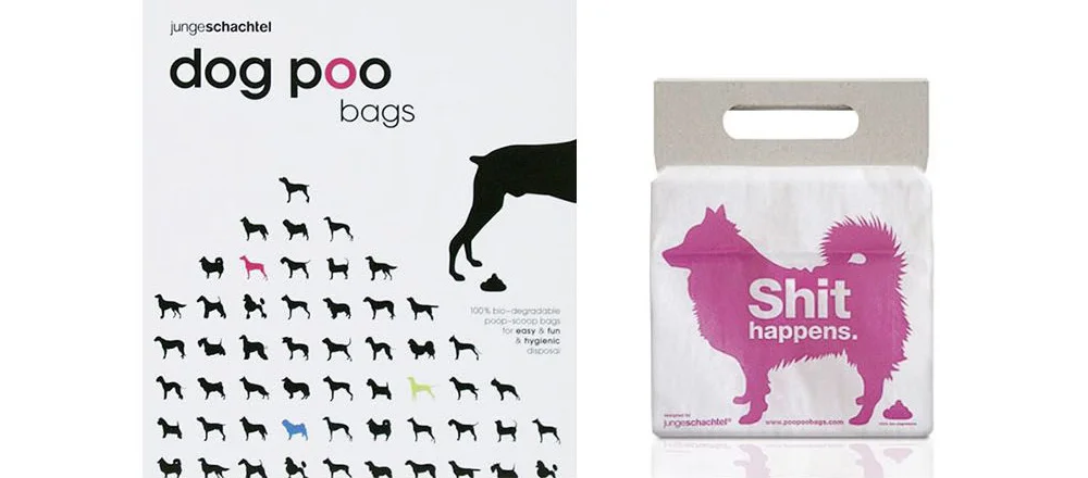 Dog Poo Bags Humor Pink Black Silhouette