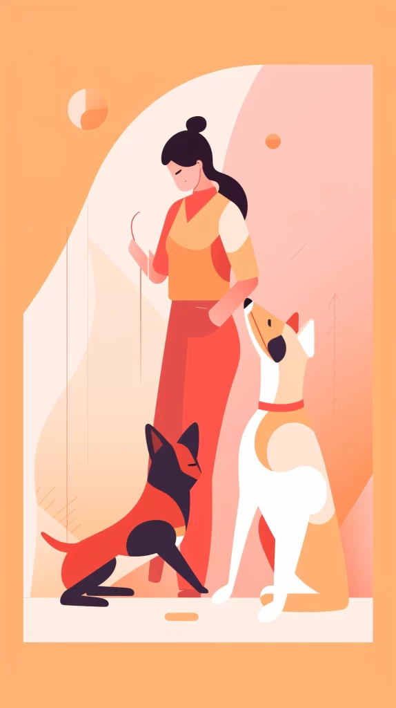 Dog Trainer Red Yellow Abstract Modern