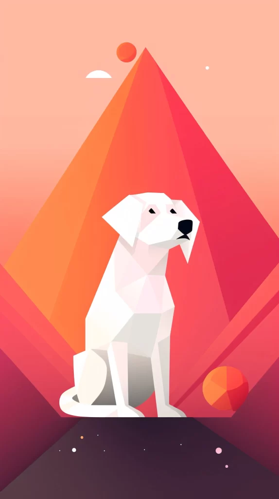 Dog White Red Geometric Abstract
