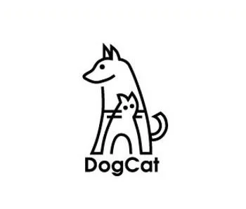 DogCat Dog Food Minimalist Black Illustration
