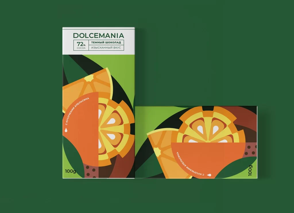 Dolcemania Chocolate Orange Flavor Modern Design Green Orange