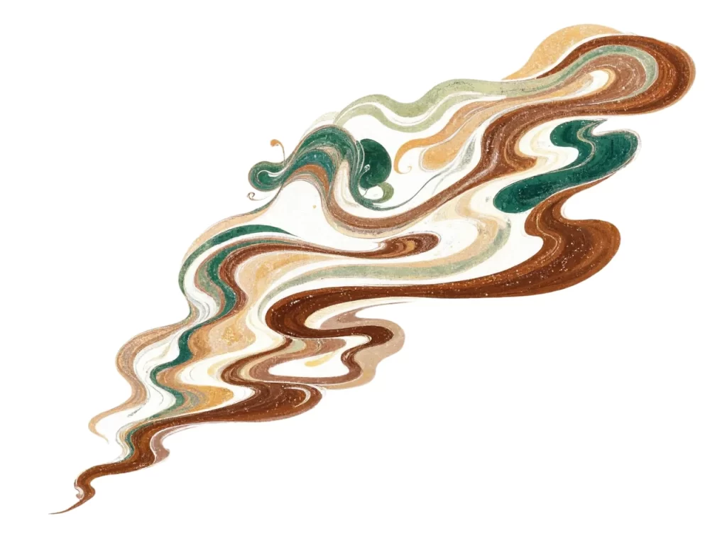 Earth Tones Flowing Organic Curved Lines Dunhuang Cloud Pattern