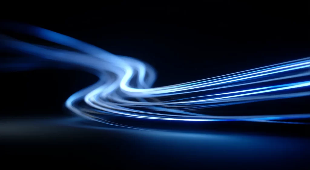 Electric Blue Curved Lines Illuminating Dark Space