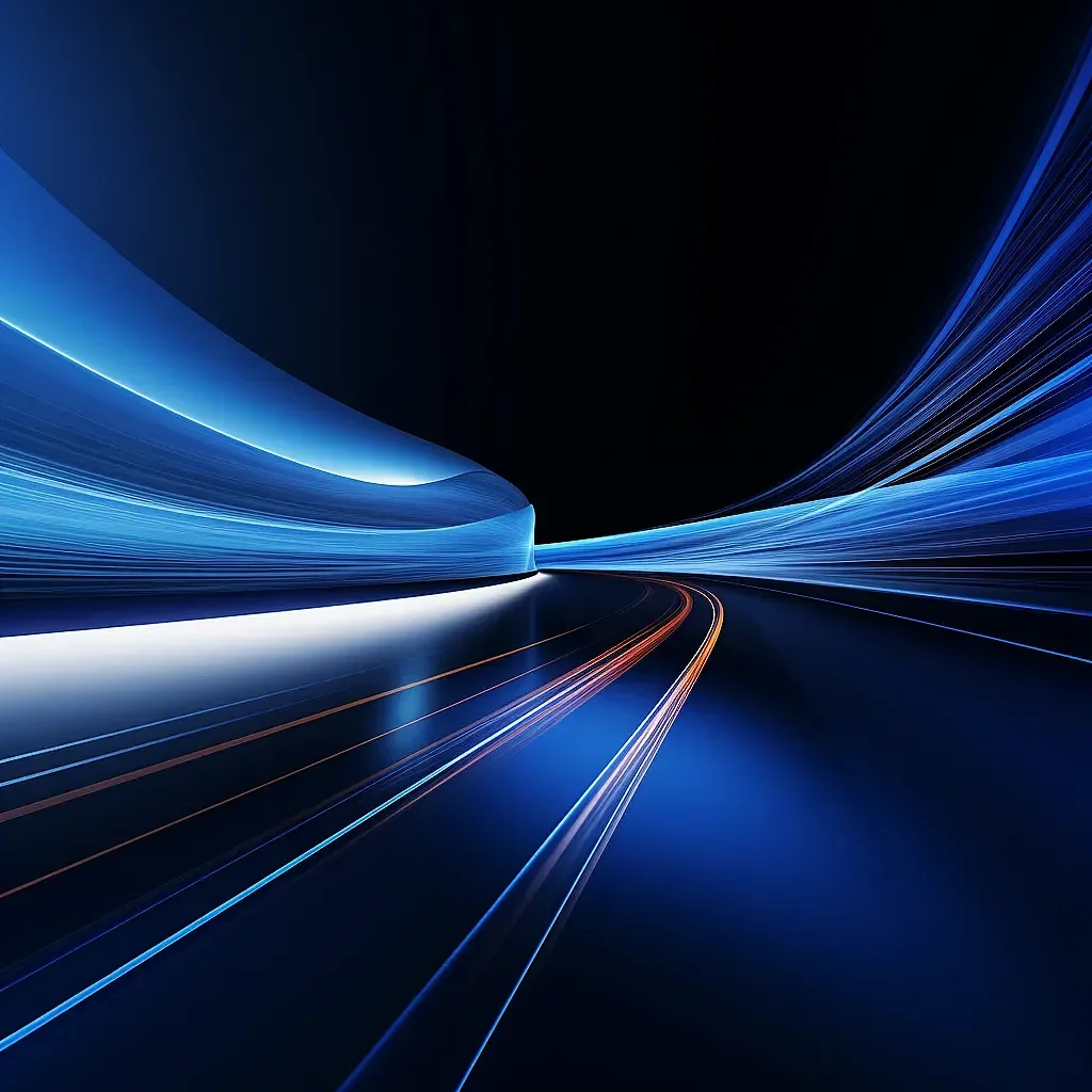 Electric Blue Curved Lines Radiating from Center
