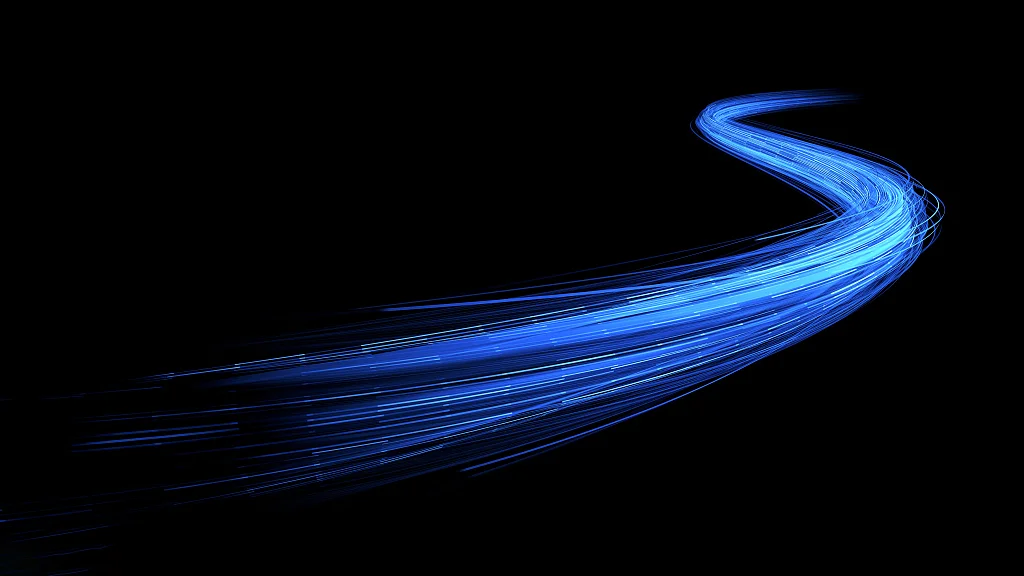 Electric Blue Light Trails Diagonal Spiral Dark