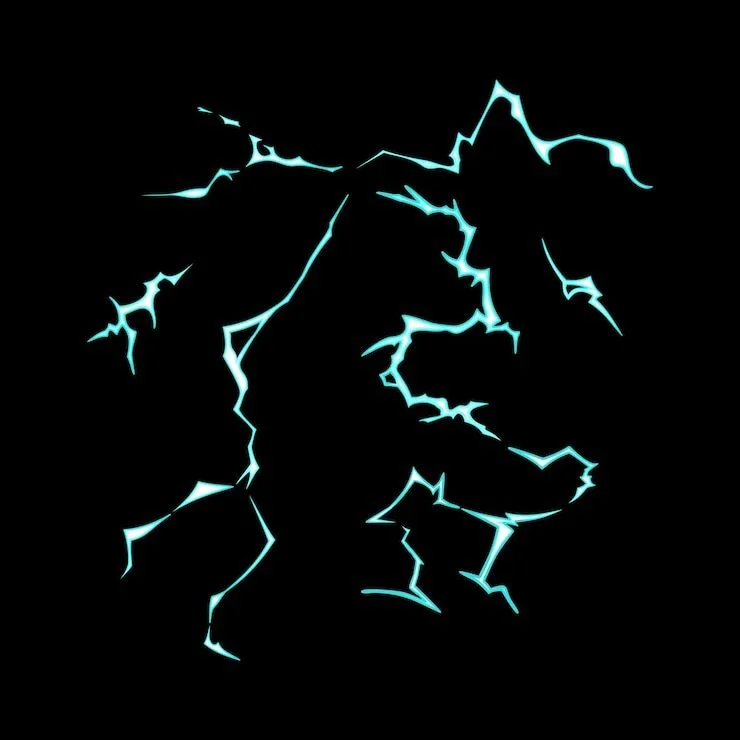 Electric Blue Lightning Bolt on Black Background