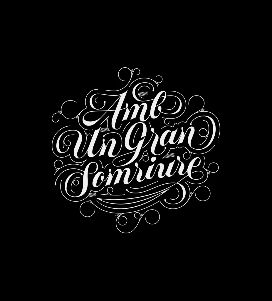 Elegant Flourish Script White Black Swirls Typography Design