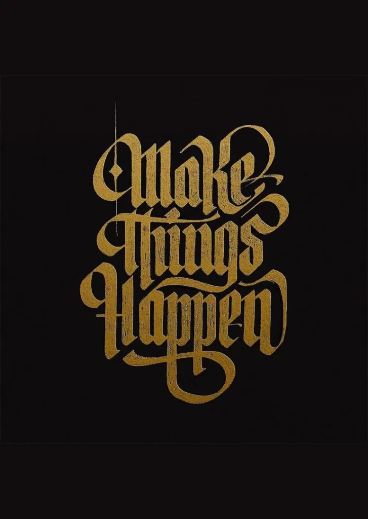 Elegant Gothic Flourish Gold Shiny Typography Design