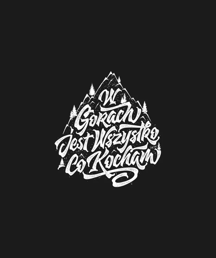 Elegant Script White Black Mountain Typography Design