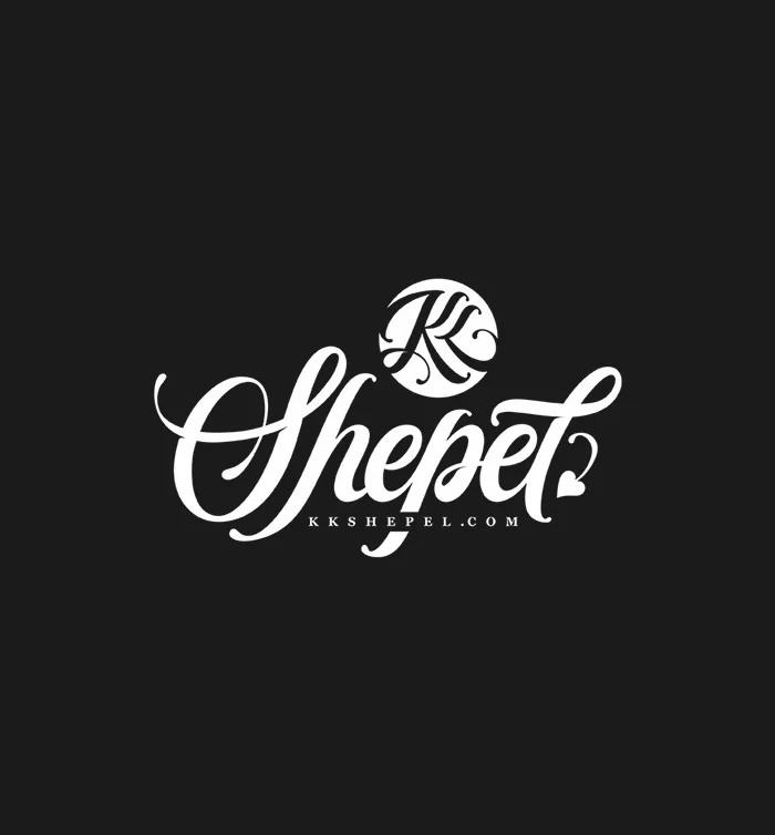 Elegant Script White Monogram Typography Design