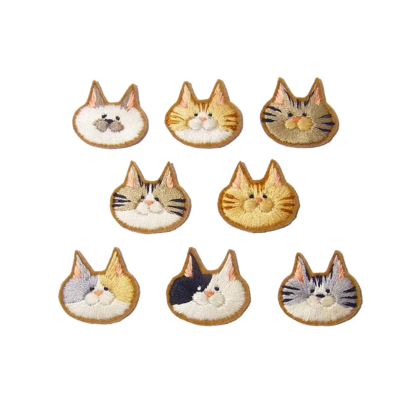 Embroidered Cat Patches Pastel Colorful Quirky Design