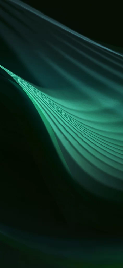 Emerald Green Curved Lines Illuminated from Above