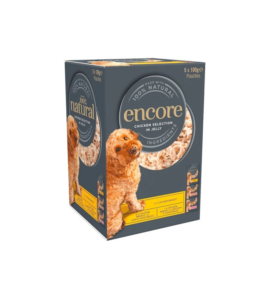 Encore Dog Food Chicken Selection Jelly Natural Yellow Black