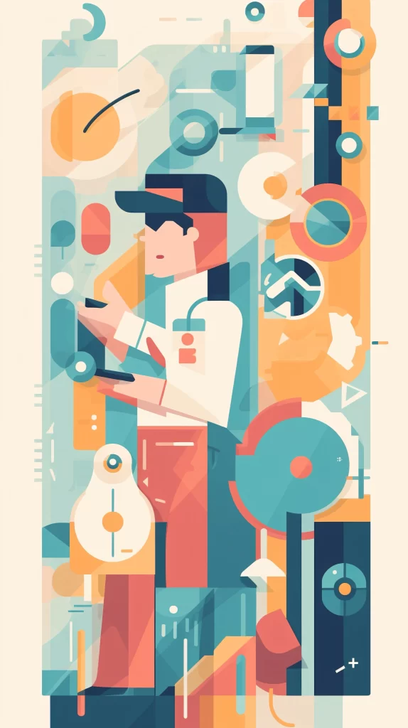 Engineer Blue Orange Abstract Digital