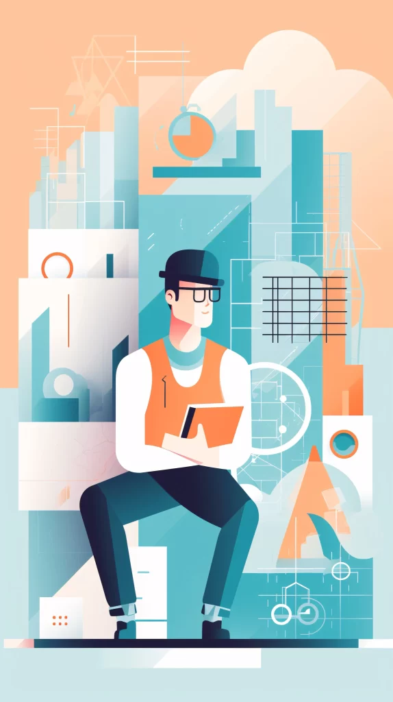 Engineer Orange Blue Abstract gray Digital