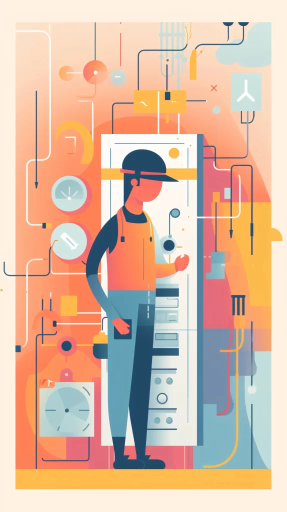 Engineer Orange Blue Abstract neutral Digital