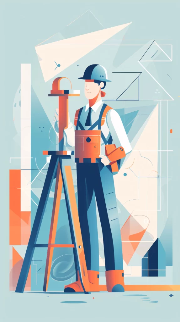 Engineer Orange Blue Geometric Flat Illustration