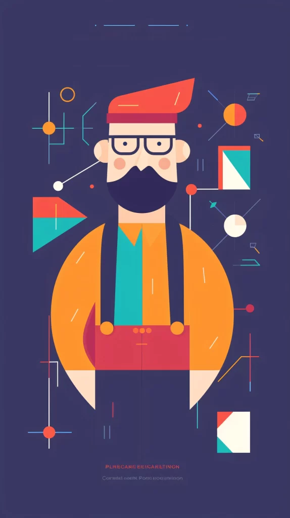 Engineer Orange Blue Red Abstract Vector