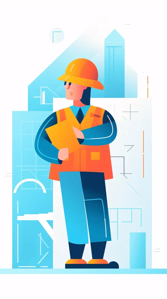 Engineer Orange Blue Safety Helmet Vector Illustration