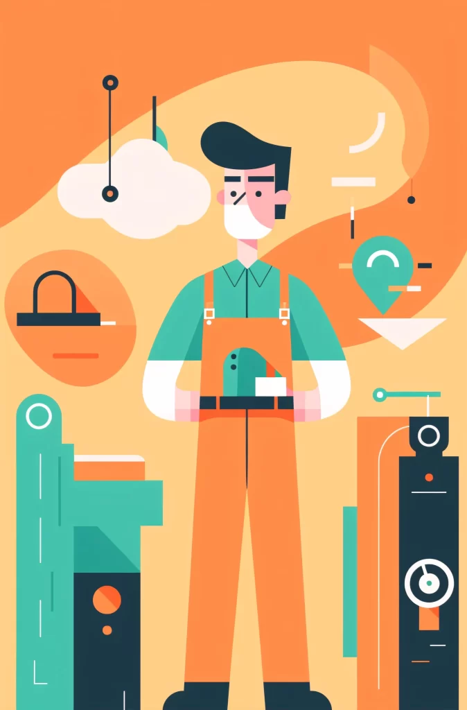 Engineer Orange Green Abstract Vector
