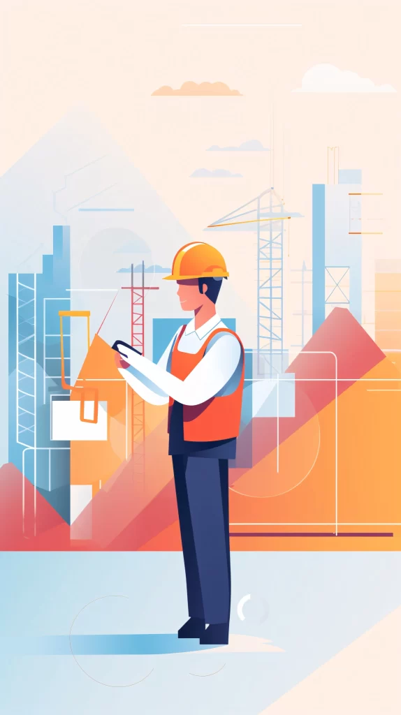 Engineer Orange Safety Helmet Vector Illustration Modern