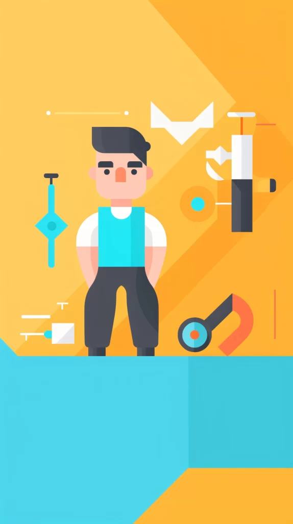 Engineer Orange Tools Flat Illustration Modern
