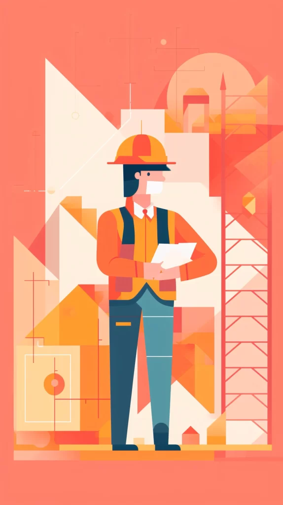 Engineer Orange Yellow Blue Geometric Flat