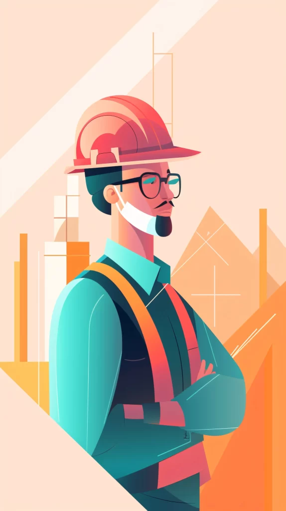 Engineer Red Safety Helmet Vector Illustration Modern