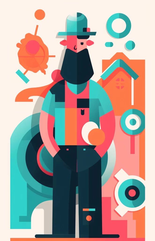 Engineer Teal Orange Abstract Flat Illustration