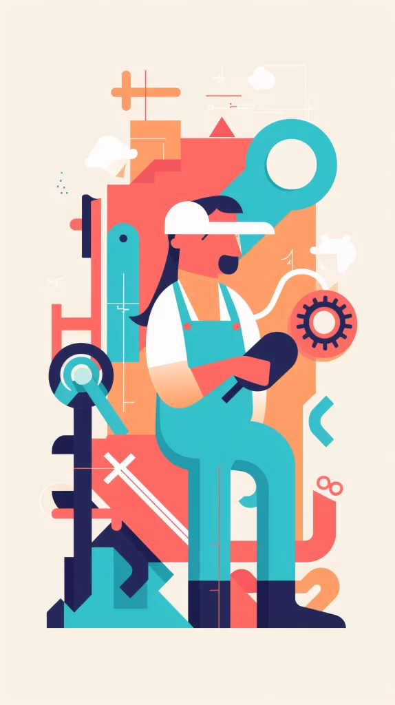 Engineer Teal Orange Abstract Geometric