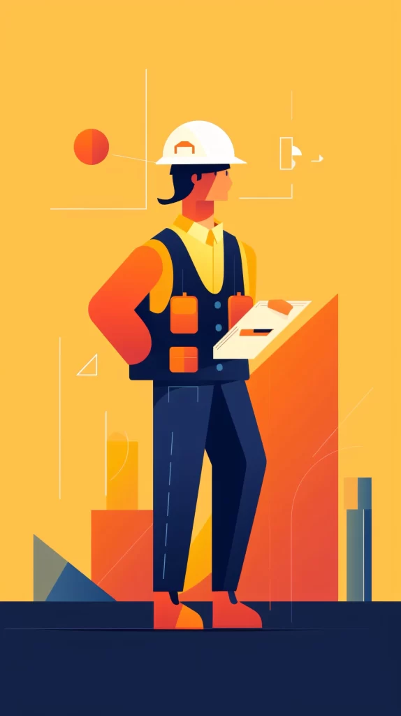 Engineer Yellow Blue Safety Helmet Vector Illustration