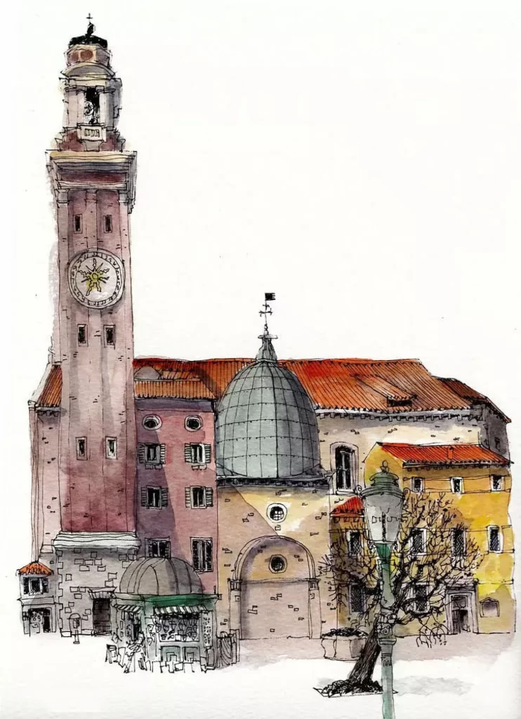 European Architecture Clock Tower Building