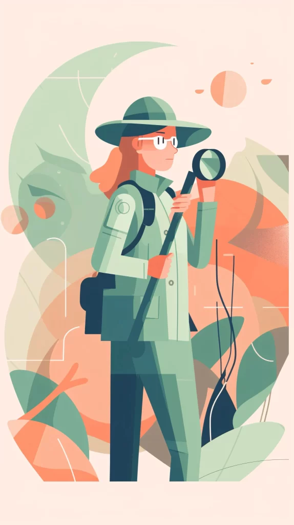Explorer Green Binoculars Nature Flat Illustration