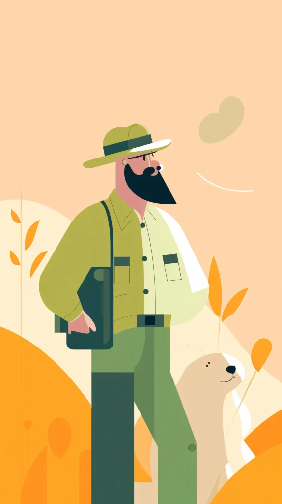 Explorer Green Hat Nature Flat Illustration