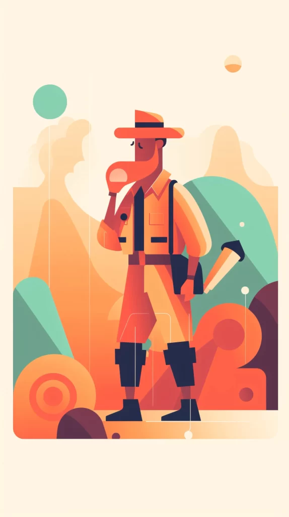 Explorer Orange Hat Map Adventure Flat Illustration