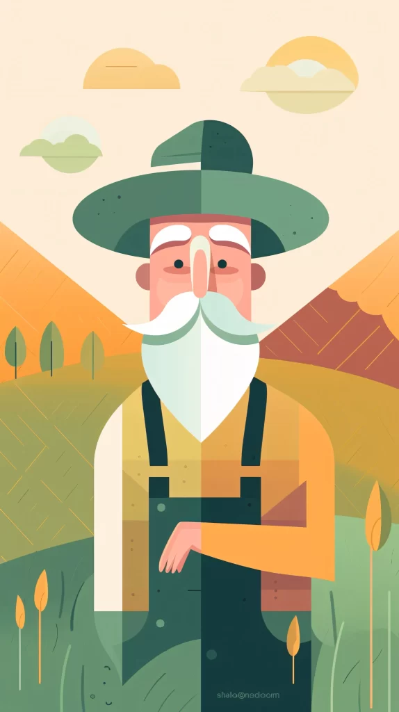 Farmer Green Hat Flat Illustration Pastel