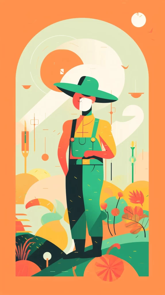 Farmer Green Overalls Abstract Illustration